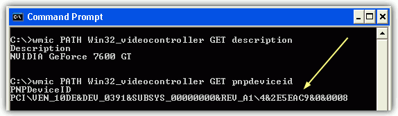 wmic PATH Win32_videocontroller GET description