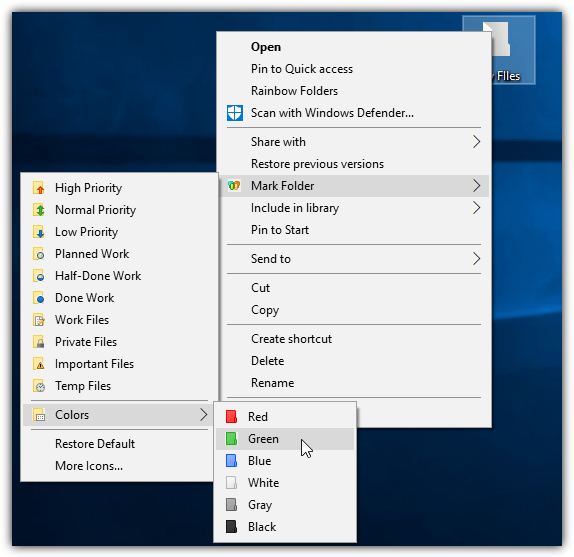 folder marker context menu
