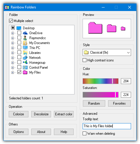 rainbow folders user interface