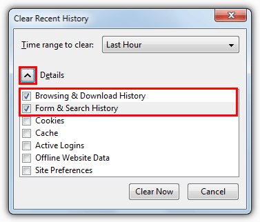 firefox clear recent history