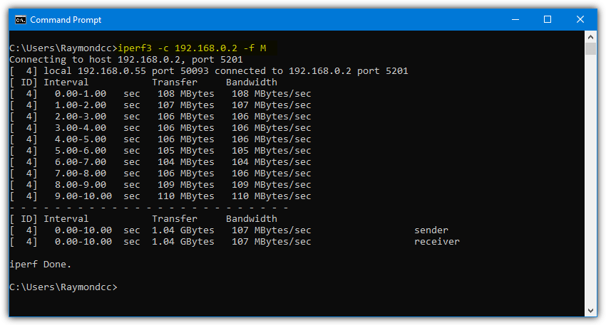 iperf network benchmark