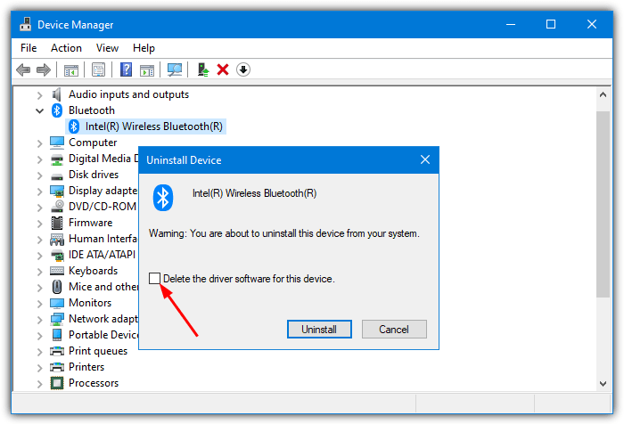 Device manager delete driver