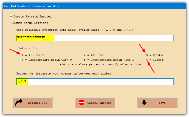 Disk scrubber custom pattern