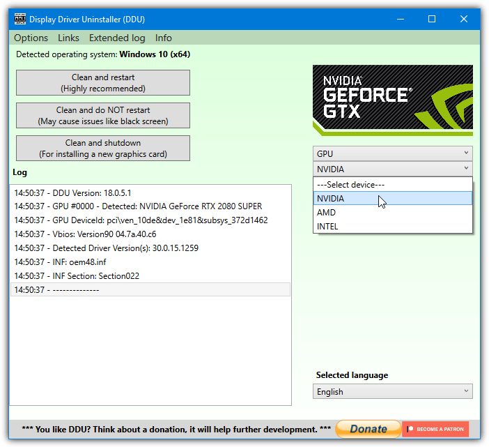 Display driver uninstaller