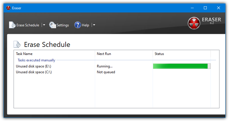 Eraser schedule