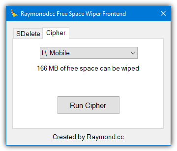 Free space wiper frontend cipher