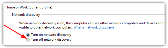 turn off network discovery