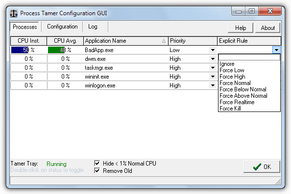 Process Tamer Configuration GUI