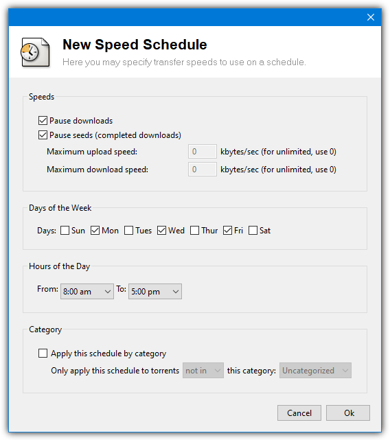 Biglybt speed schedule