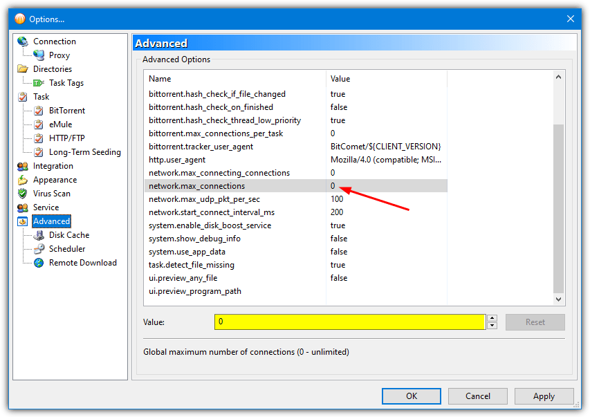 Bitcomet max connections