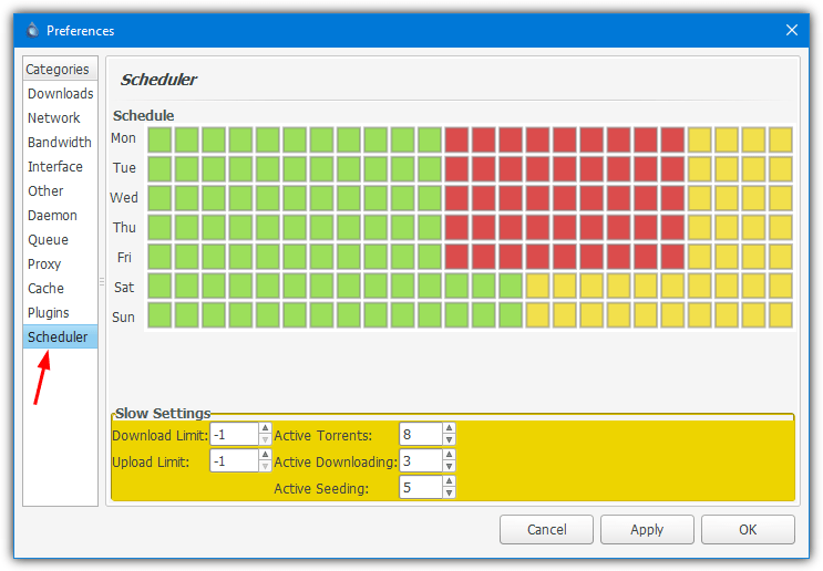 Deluge scheduler