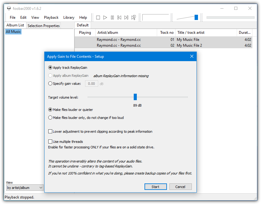 Foobar2000 replaygain