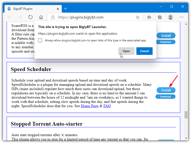 Install biglybt scheduler