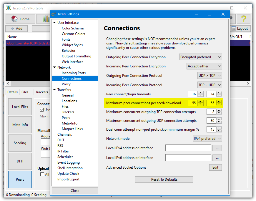 Tixati connections