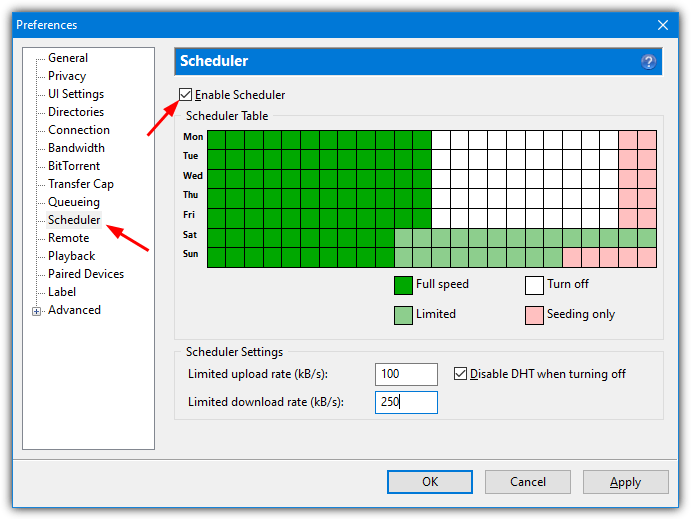 Utorrent scheduler