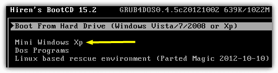Hiren Mini Windows XP
