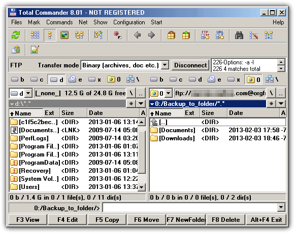 Total Commander Connected to FTP