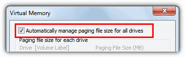 disable auto manage page file