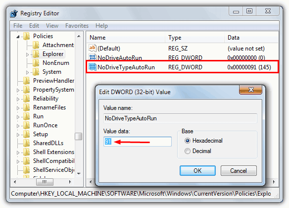 nodrivetypeautorun default value