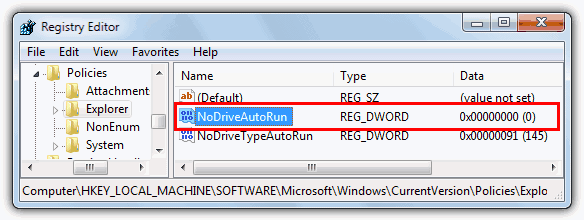 NoDriveAutoRun