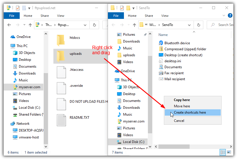 Create ftp shortcut