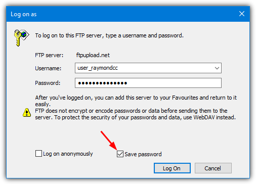 Ftp logon password