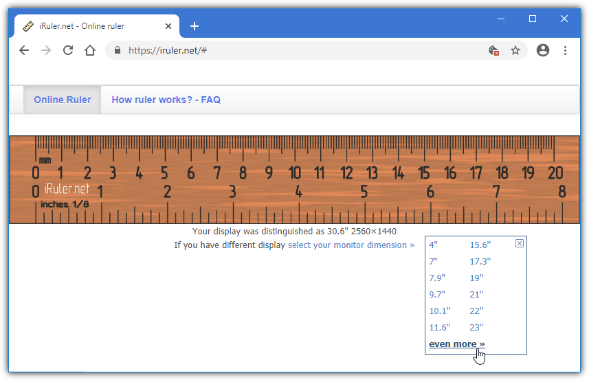 Iruler net online ruler in inches