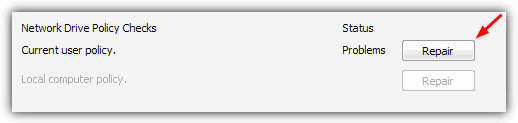 Repair network drive and current user policy