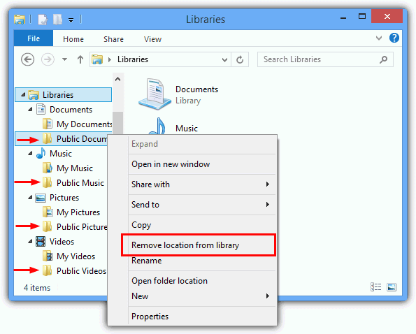 remove location from library