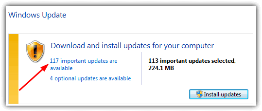 Microsoft Update available patches