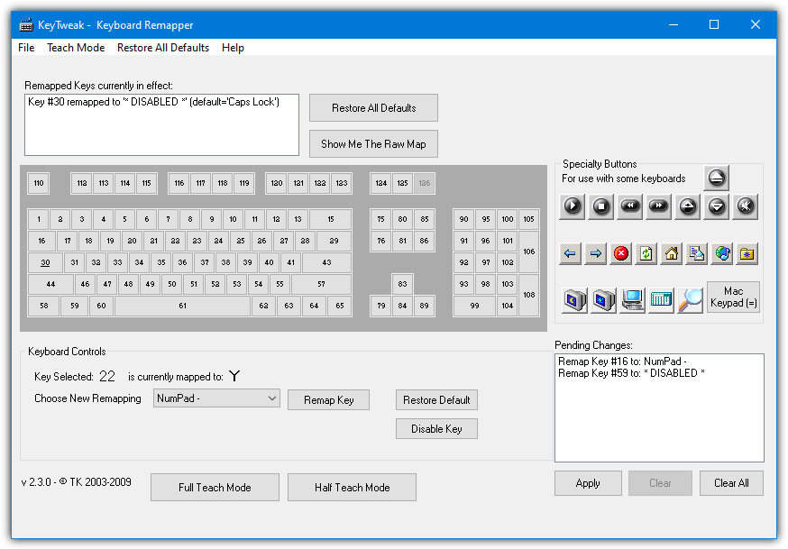 Keytweak remapping damaged keys on Windows