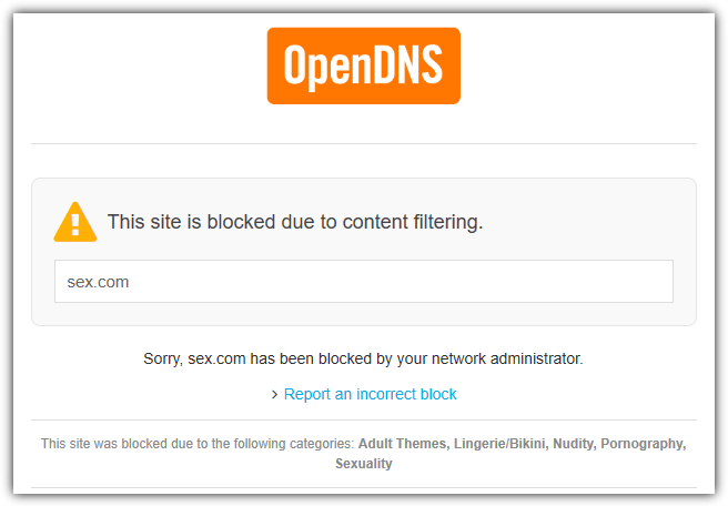 opendns filtered page