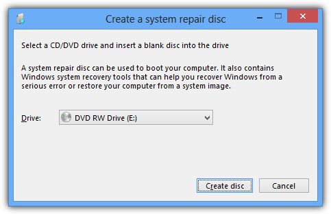 recdisc function in Windows 8