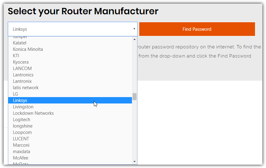 Routerpasswords website