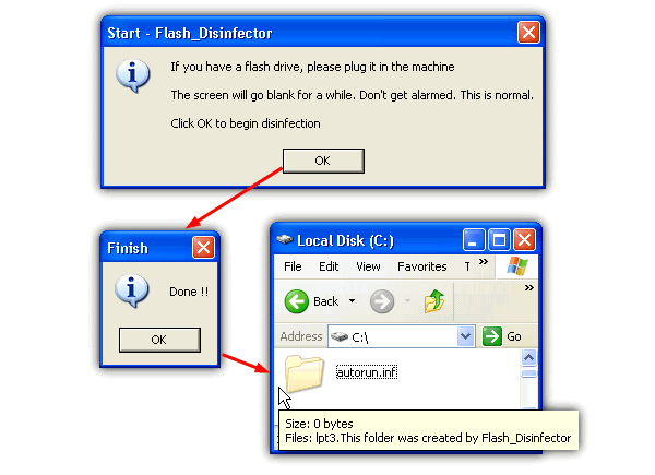 flash disinfector removing autorun.inf