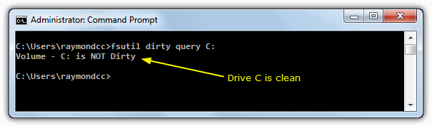 fsutil dirty query