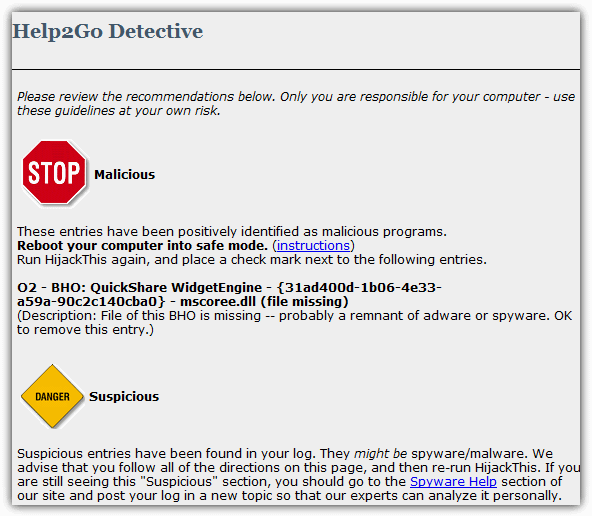 Help2Go Detective Hijackthis log file