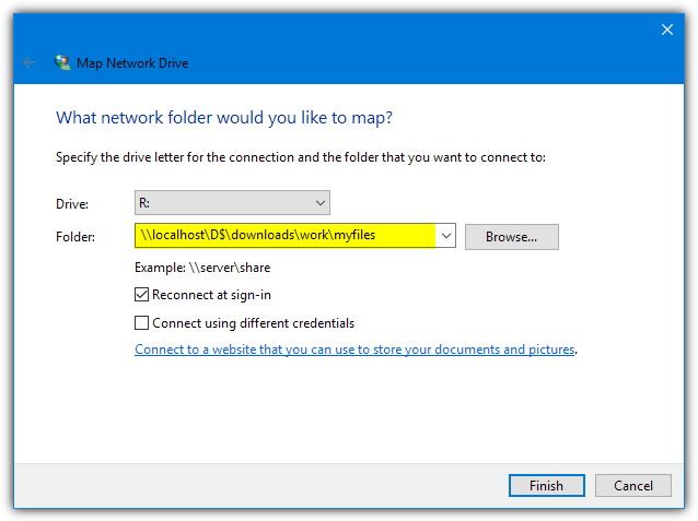 map network drive local folder