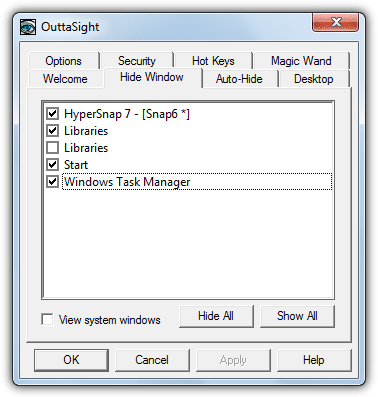 Hide Window with OuttaSight