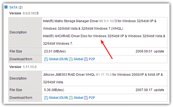 Download SATA RAID drivers