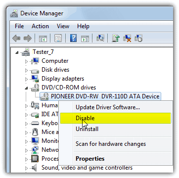 Disable DVD/CD-ROM Drives