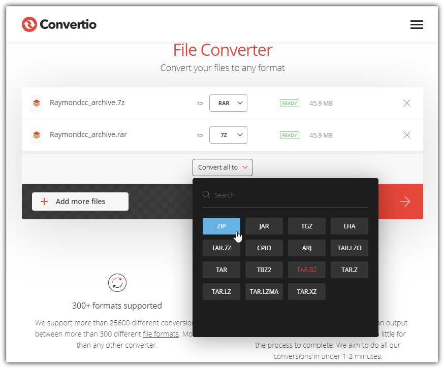 Convertio archive convert