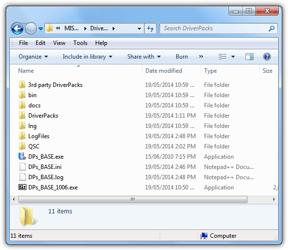 driverpacks base folder