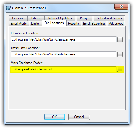 ClamWin Virus Database Folder