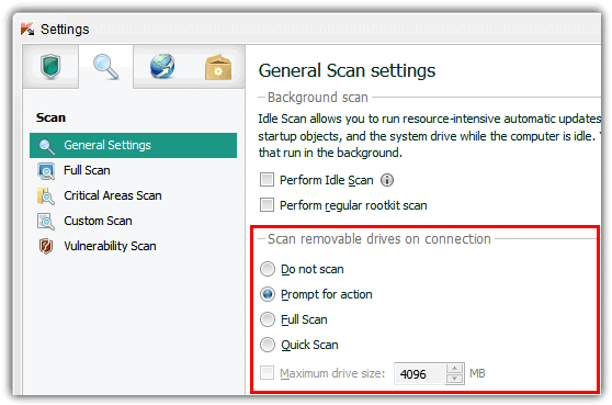 kaspersky scan removable drives on connection