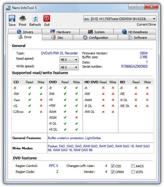 Nero InfoTool