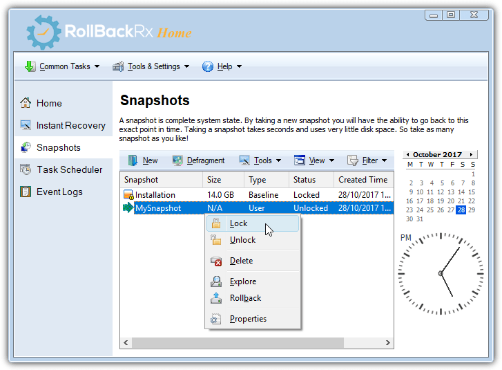 rollback rx edit snapshot
