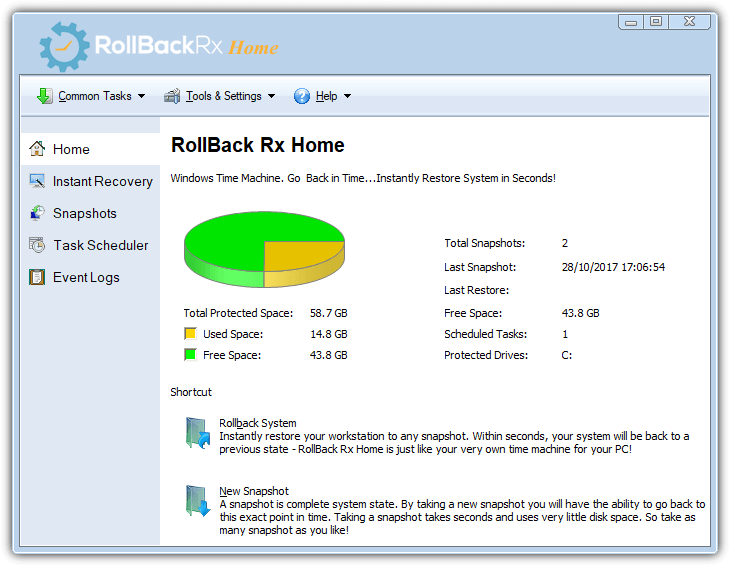 rollback rx home interface