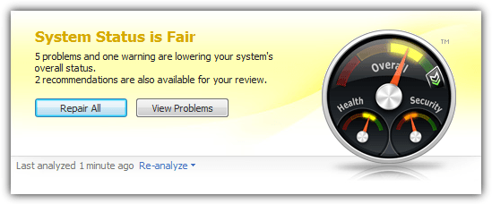 system mechanic analysis result