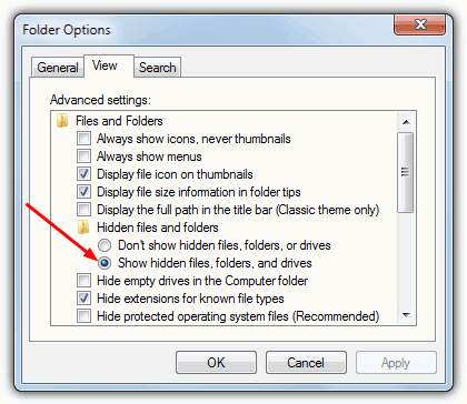 Show hidden files folders and drives